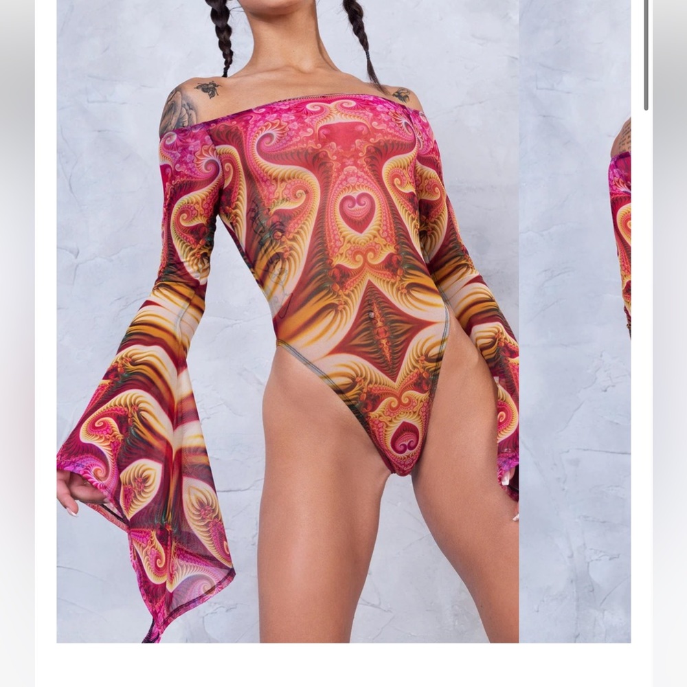 Badinka serenity mesh bell sleeve bodysuit